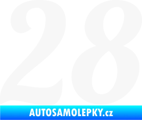 Samolepka Startovní číslo 28 typ 3 bílá