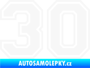 Samolepka Startovní číslo 30 typ 4 bílá