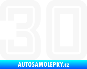 Samolepka Startovní číslo 30 typ 7 bílá