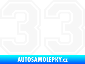 Samolepka Startovní číslo 33 typ 4 bílá