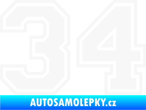 Samolepka Startovní číslo 34 typ 4 bílá