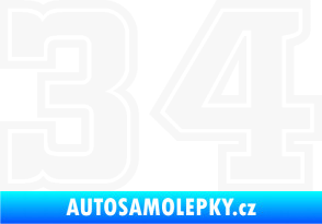 Samolepka Startovní číslo 34 typ 5 bílá