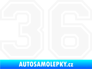 Samolepka Startovní číslo 36 typ 4 bílá