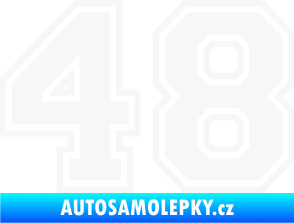 Samolepka Startovní číslo 48 typ 4 bílá