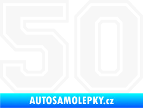 Samolepka Startovní číslo 50 typ 4 bílá