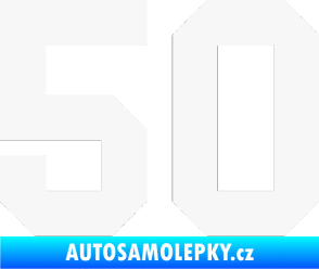 Samolepka Startovní číslo 50 bílá
