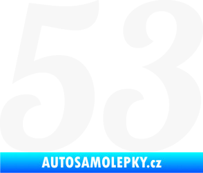 Samolepka Startovní číslo 53 typ 3 bílá