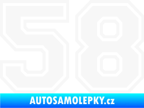 Samolepka Startovní číslo 58 typ 4 bílá