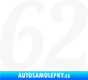 Samolepka Startovní číslo 62 typ 3 bílá