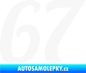 Samolepka Startovní číslo 67 typ 3 bílá