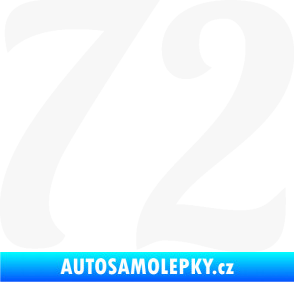 Samolepka Startovní číslo 72 typ 3   bílá