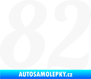 Samolepka Startovní číslo 82 typ 3   bílá