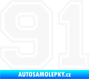 Samolepka Startovní číslo 91 typ 4 bílá