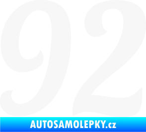 Samolepka Startovní číslo 92 typ 3   bílá