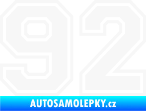 Samolepka Startovní číslo 92 typ 4 bílá