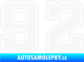 Samolepka Startovní číslo 92 typ 5 bílá