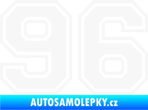 Samolepka Startovní číslo 96 typ 4 bílá