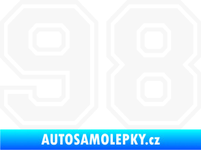 Samolepka Startovní číslo 98 typ 4 bílá
