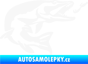 Samolepka Štika 005 pravá s návnadou bílá