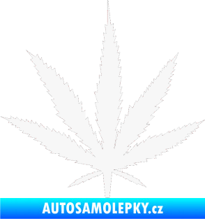 Samolepka Travka 001 lístek marihuany bílá