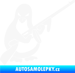 Samolepka Tučňák se samopalem pravá bílá