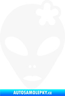 Samolepka UFO 009 slečna s kytičkou pravá bílá