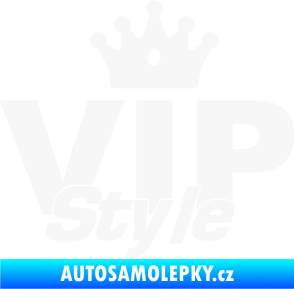 Samolepka VIP styl nápis s korunkou bílá