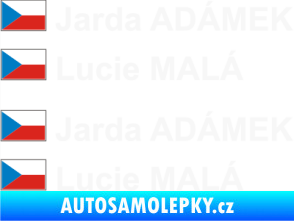 Samolepka Vlajka ČR se jménem bílá