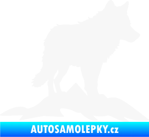 Samolepka Vlk 031 pravá hory bílá