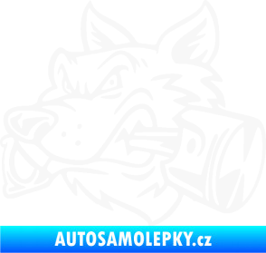 Samolepka Vlk 032 levá moto s pístem bílá