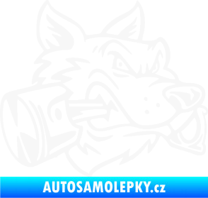 Samolepka Vlk 032 pravá moto s pístem bílá