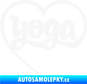 Samolepka Yoga nápis v srdíčku bílá