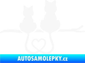 Samolepka Zamilované kočky spojené ocásky pravá bílá