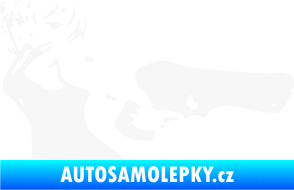 Samolepka Žena s pistolí pravá bílá