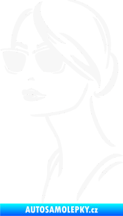 Samolepka Žena tvář 003 levá s brýlemi bílá