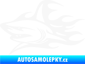 Samolepka Žralok 017 levá s plameny bílá