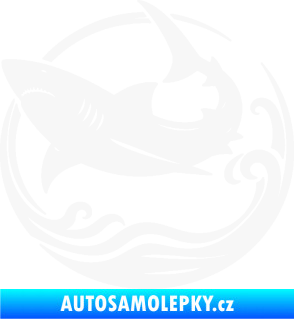 Samolepka Žralok 022 levá vlny bílá