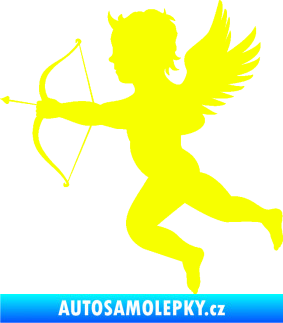 Samolepka Amor 001 levá cupid andílek Fluorescentní žlutá