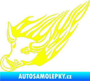 Samolepka Animal flames 010 levá býk s kruhem Fluorescentní žlutá