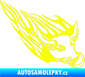 Samolepka Animal flames 010 pravá býk s kruhem Fluorescentní žlutá