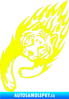 Samolepka Animal flames 015 levá tygr Fluorescentní žlutá