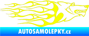 Samolepka Animal flames 017 pravá vlk Fluorescentní žlutá