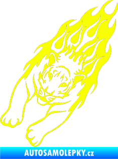 Samolepka Animal flames 024 levá tygr Fluorescentní žlutá