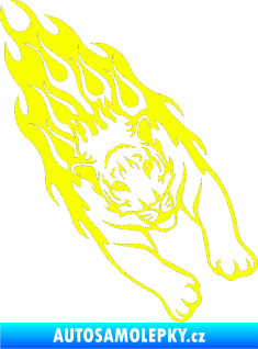 Samolepka Animal flames 024 pravá tygr Fluorescentní žlutá