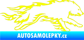 Samolepka Animal flames 032 pravá vlk Fluorescentní žlutá