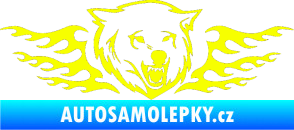 Samolepka Animal flames 034 pravá  vlk Fluorescentní žlutá
