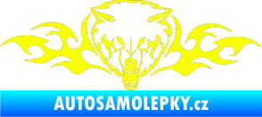 Samolepka Animal flames 038 levá  vlk Fluorescentní žlutá