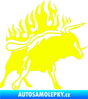 Samolepka Animal flames 055 pravá býk Fluorescentní žlutá