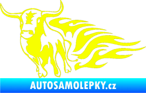 Samolepka Animal flames 057 levá býk Fluorescentní žlutá
