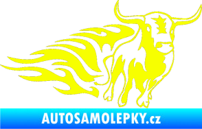 Samolepka Animal flames 057 pravá býk Fluorescentní žlutá